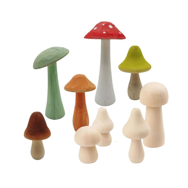 wooden mushroom decor